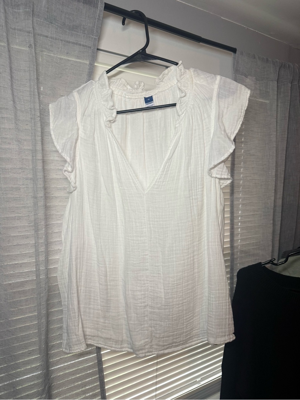 Old Navy White Ruffled V-Neck Blouse